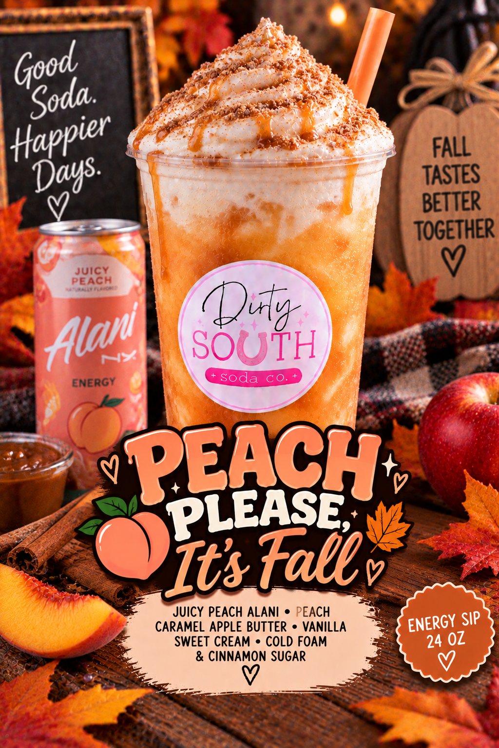 PEACH, PLEASE....IT'S FALL KICKSTART SIP (FALL MENU)