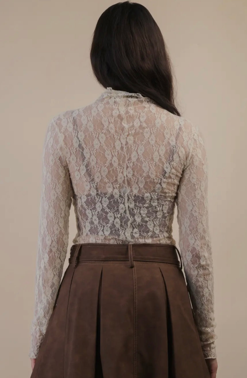 LACE MESH TOP CHAMPAGNE