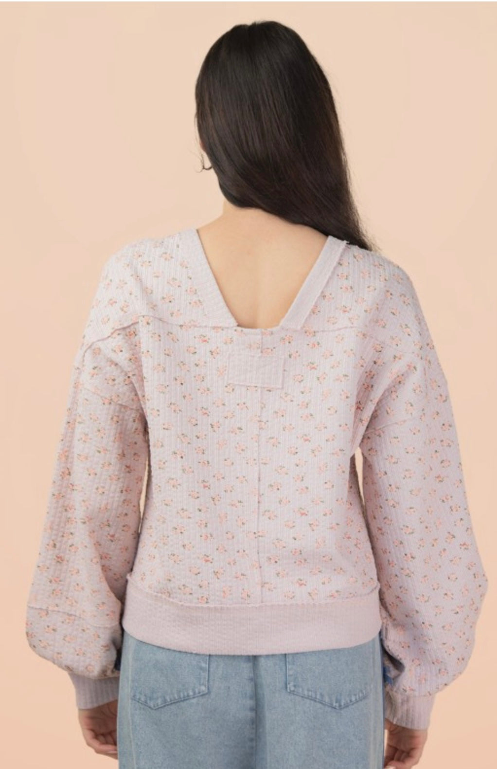 Sweet Peony Waffle Blouse