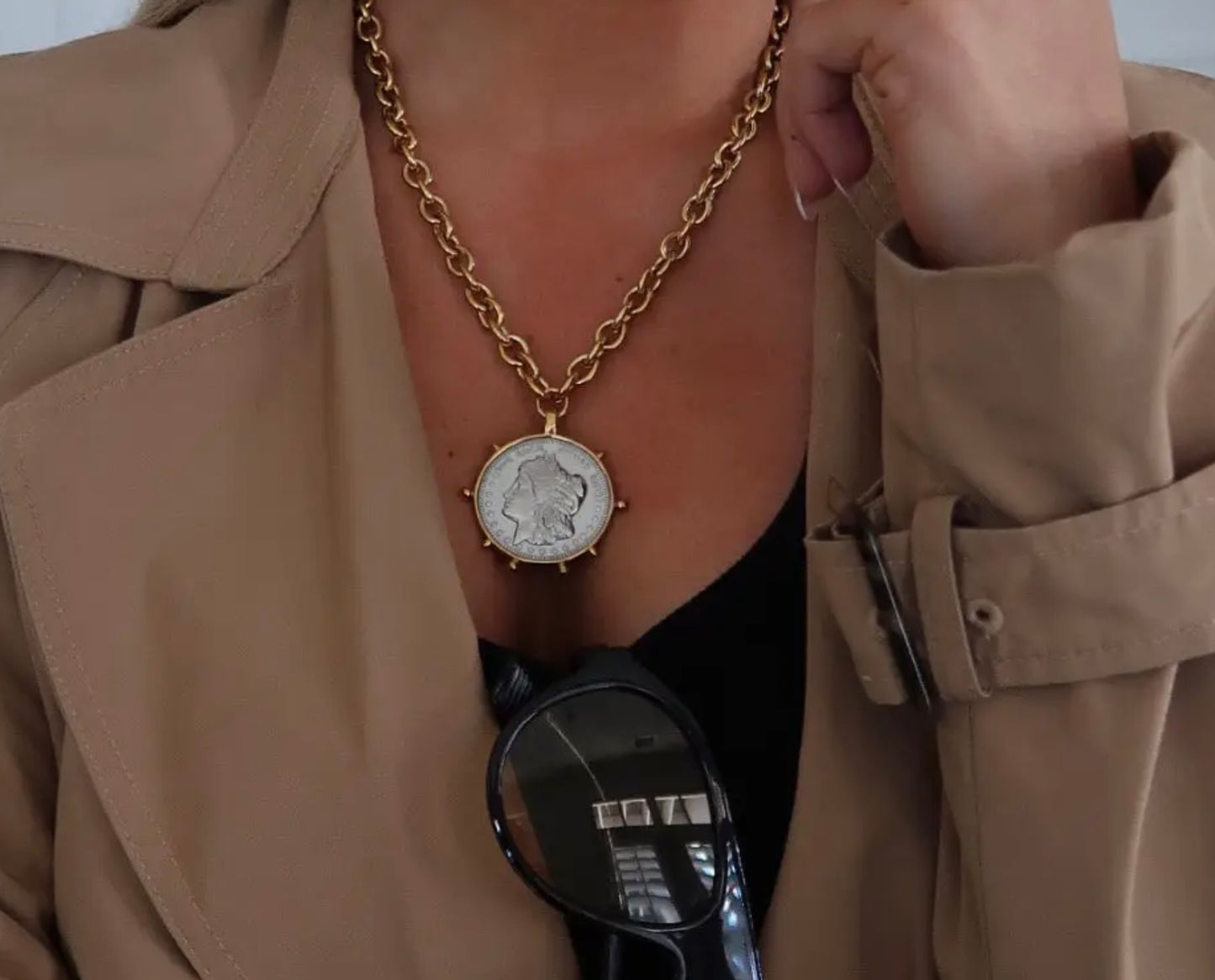 TWO-TONED COIN NECKLACE