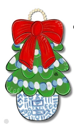DOOR HANGER- RED CHINOISERIE TREE