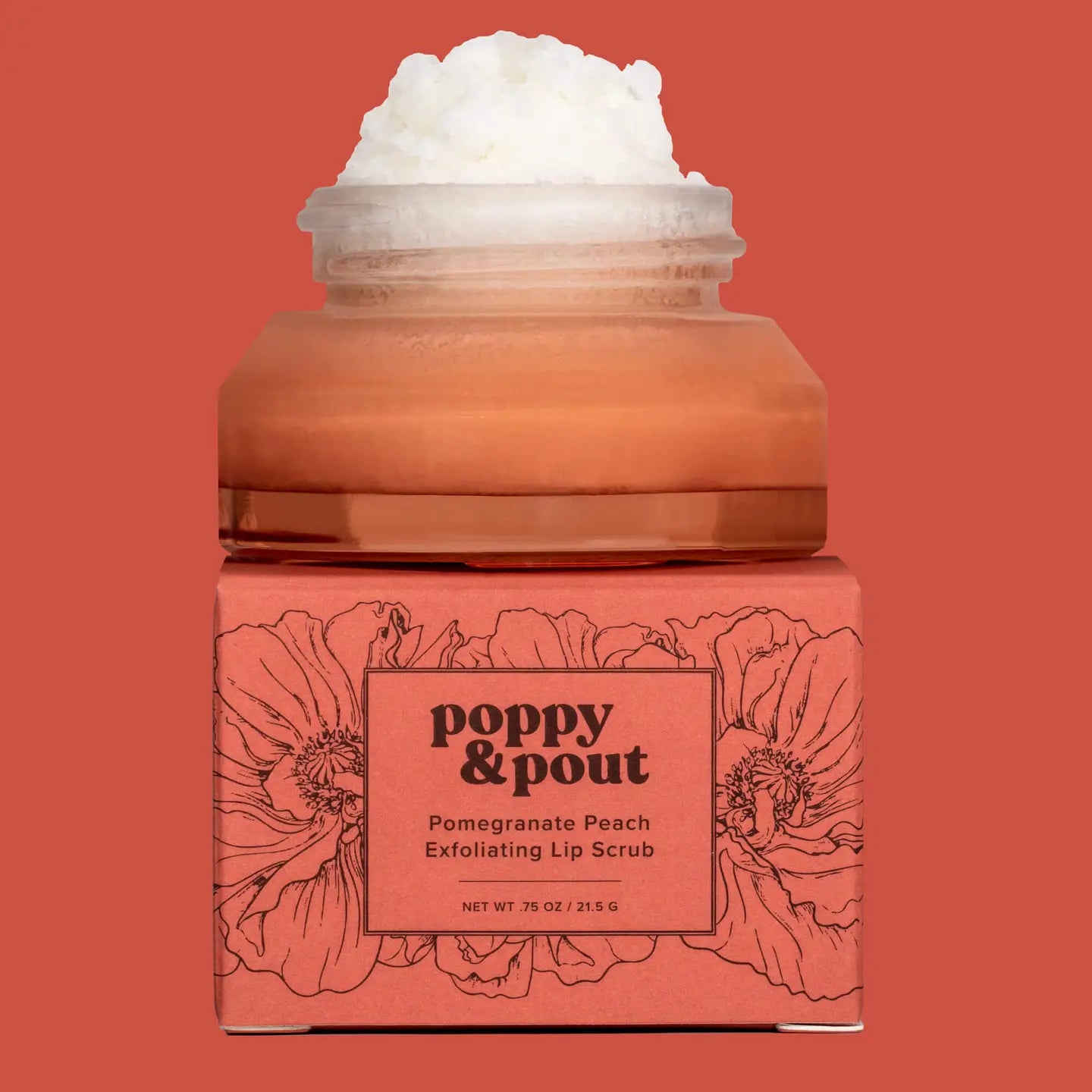 POPPY & POUT LIP SCRUB POMEGRANATE PEACH