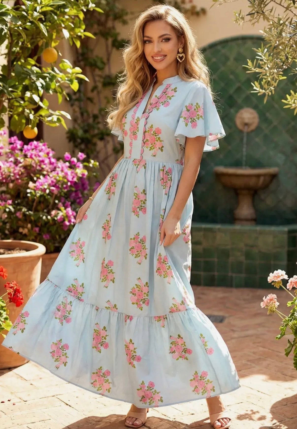 PETAL BREEZE MIDI DRESS