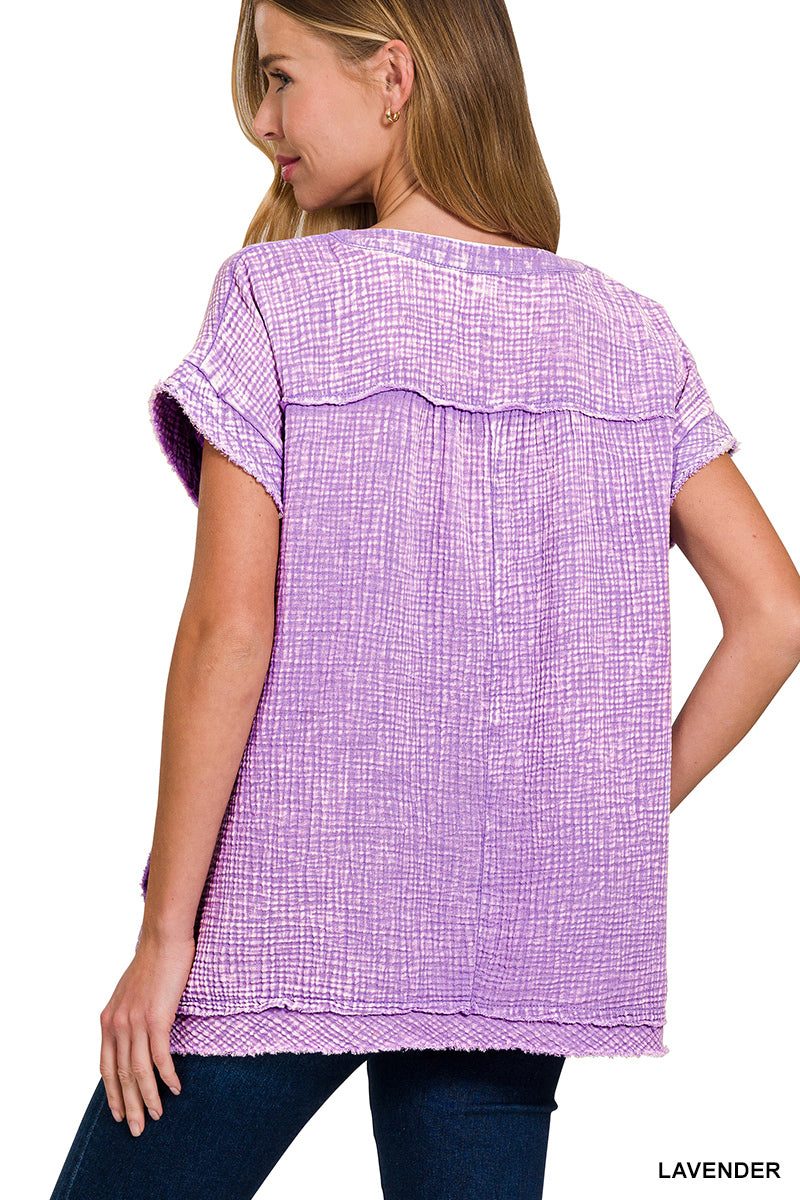 LAVENDER SKIES GAUZE TOP