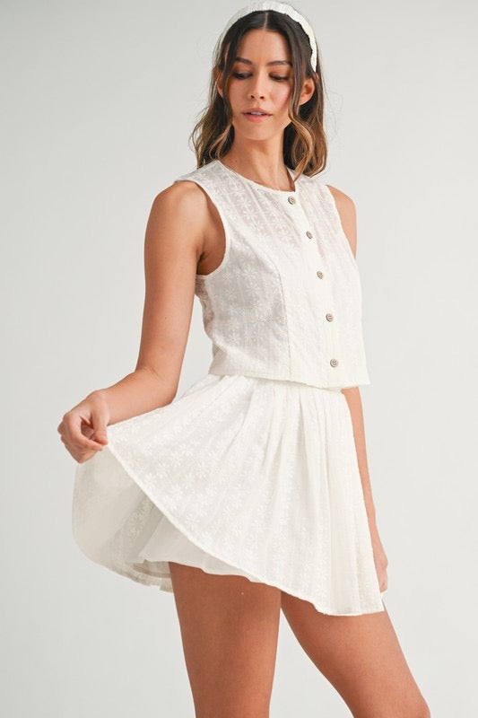 MABLE Eyelet Lace Top and Mini Skirt Set