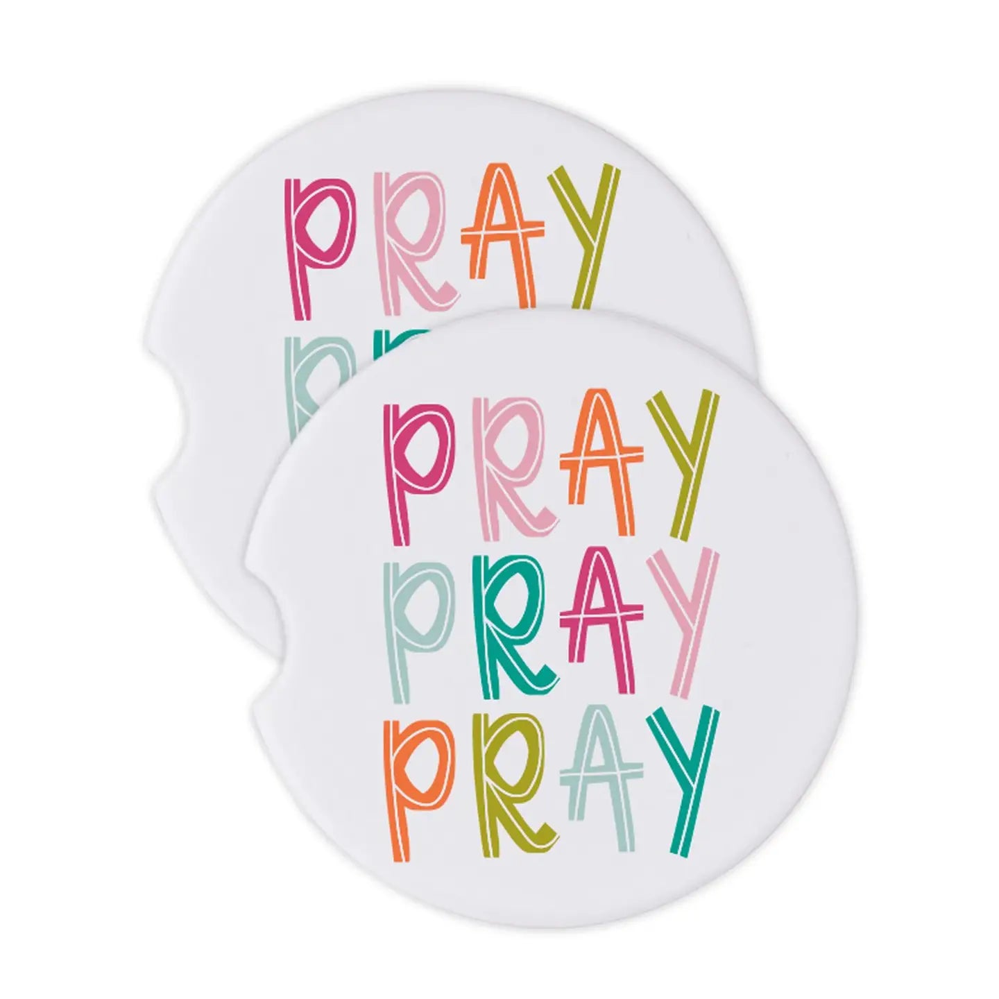CAR COASTERS PRAY PRAY PRAY SET OF 2