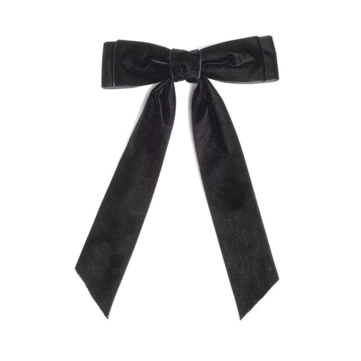 VELVET BOW CLIP,BLACK