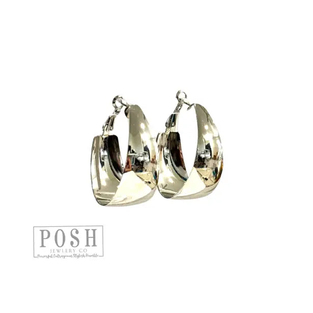 Wide Hoop Earring Silver