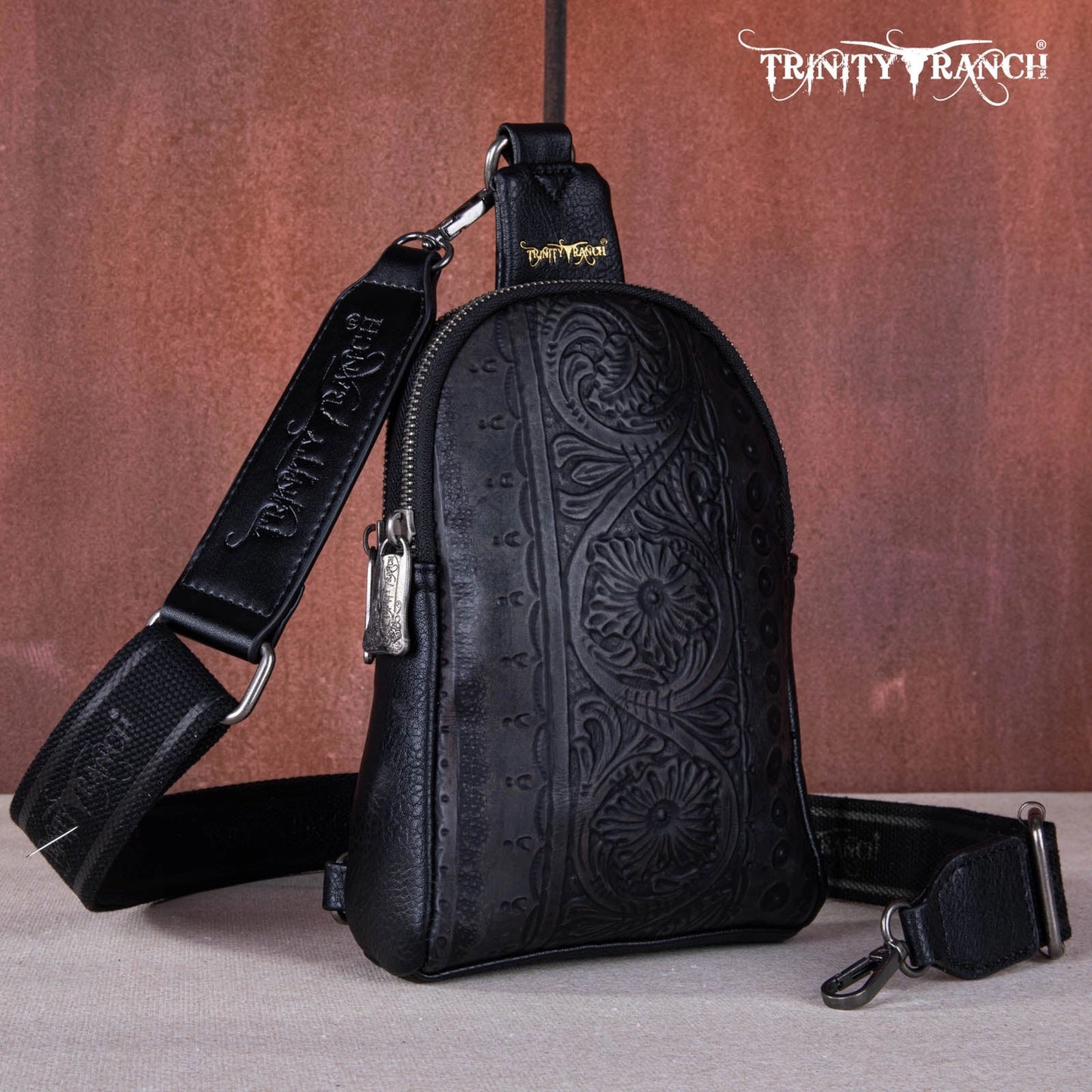 Trinity Ranch Floral Tooled Collection Sling Bag
