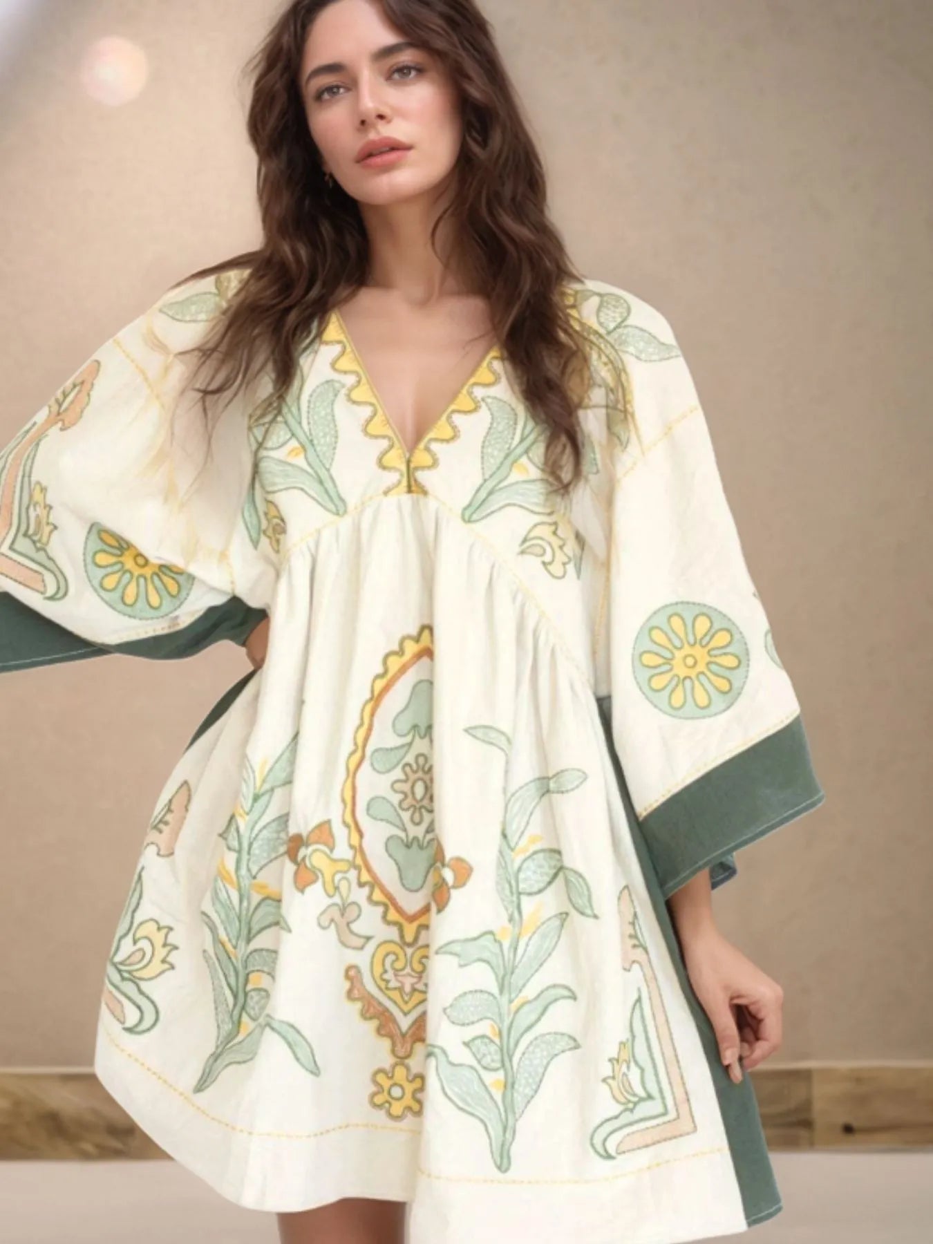 kimono sleeve mini dress Printed V-Neck Kimono Sleeve Mini Dress – THE LUCKY COWGIRL