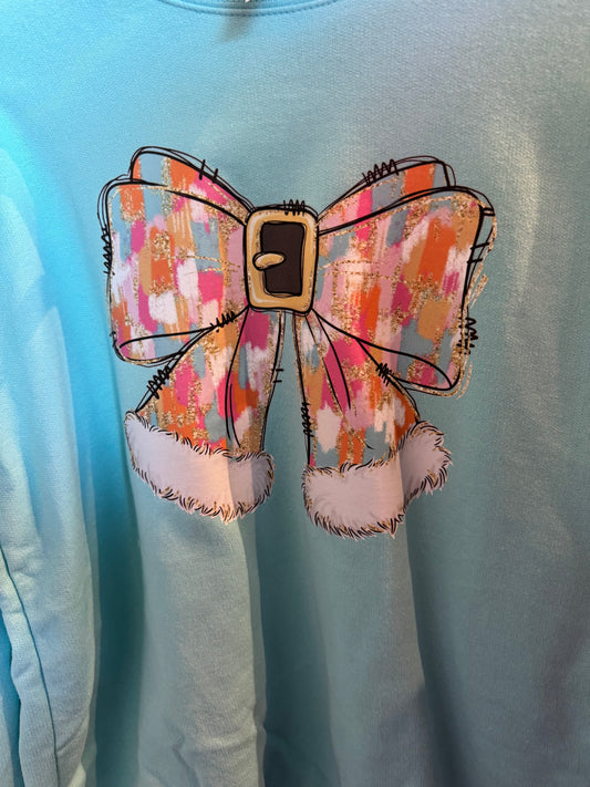 COLORFUL SANTA BOW SWEATSHIRT