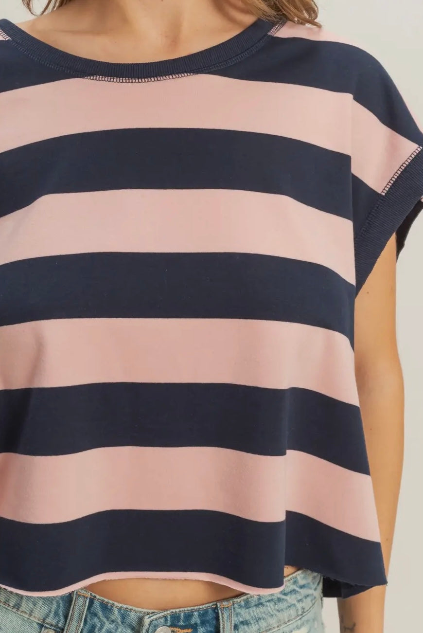 CRISSCROSS CRUSH STRIPED TOP