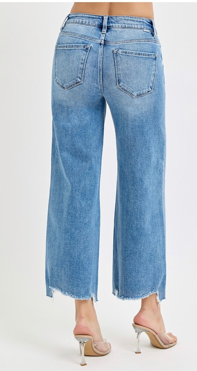 BLUE SKIES WIDE LEG CROP JEANS