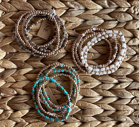 BEADED STRETCH BRACELETS WITH COLORED BEADS