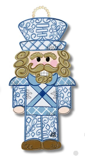 DOOR HANGER- BLUE CHINOISERIE NUTCRACKER