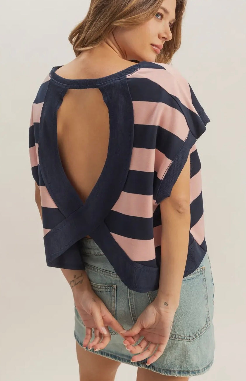 CRISSCROSS CRUSH STRIPED TOP
