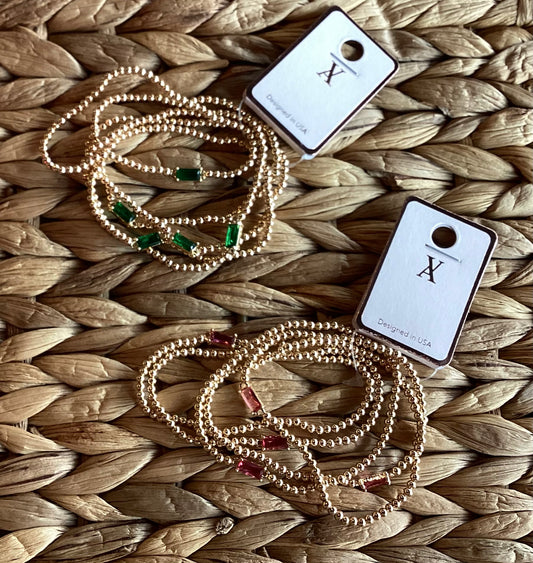 BEADED STRETCH BRACELETS WITH STONES