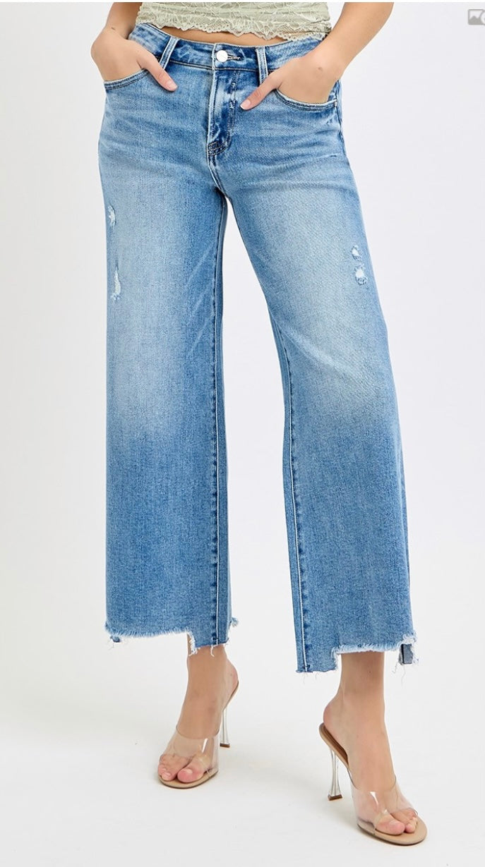 BLUE SKIES WIDE LEG CROP JEANS