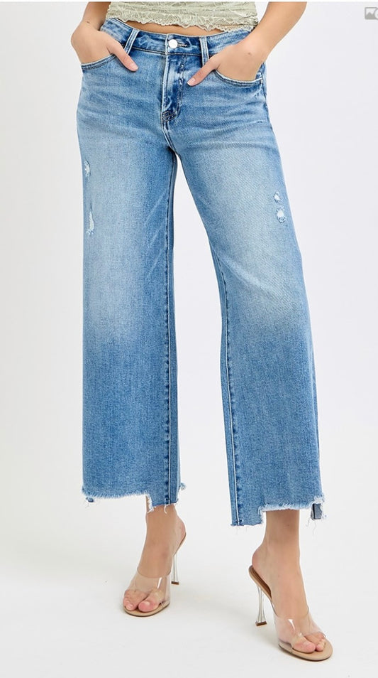BLUE SKIES WIDE LEG CROP JEANS