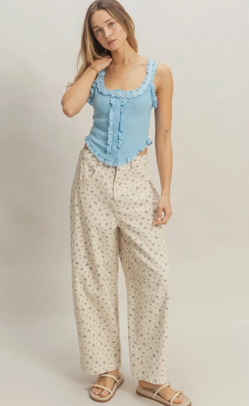 PETAL PATH WIDE-LEG PANTS