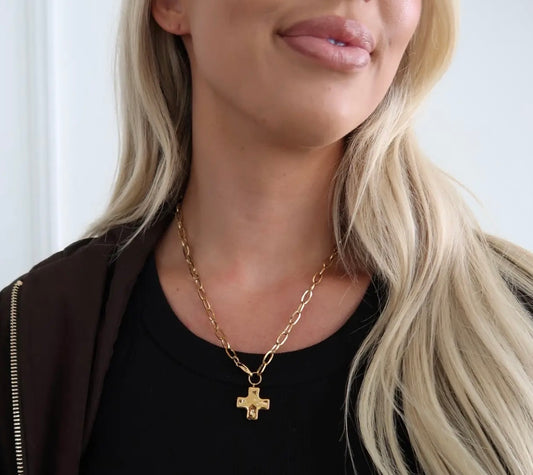 PAPERCLIP CROSS NECKLACE