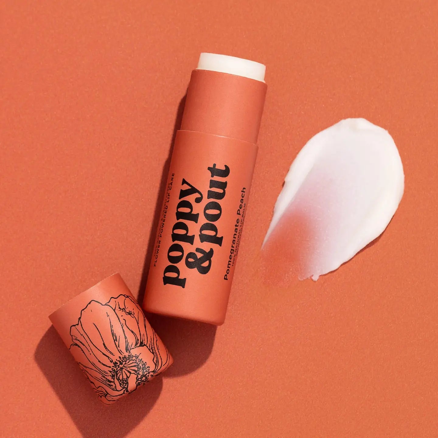 POPPY & POUT LIP BALM POMEGRANATE PEACH