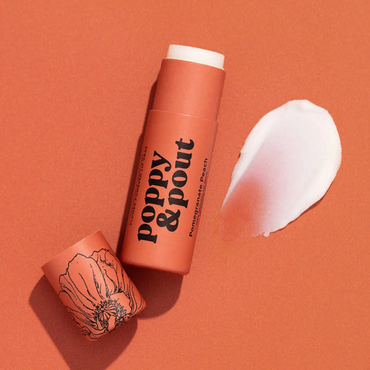 POPPY & POUT LIP BALM POMEGRANATE PEACH