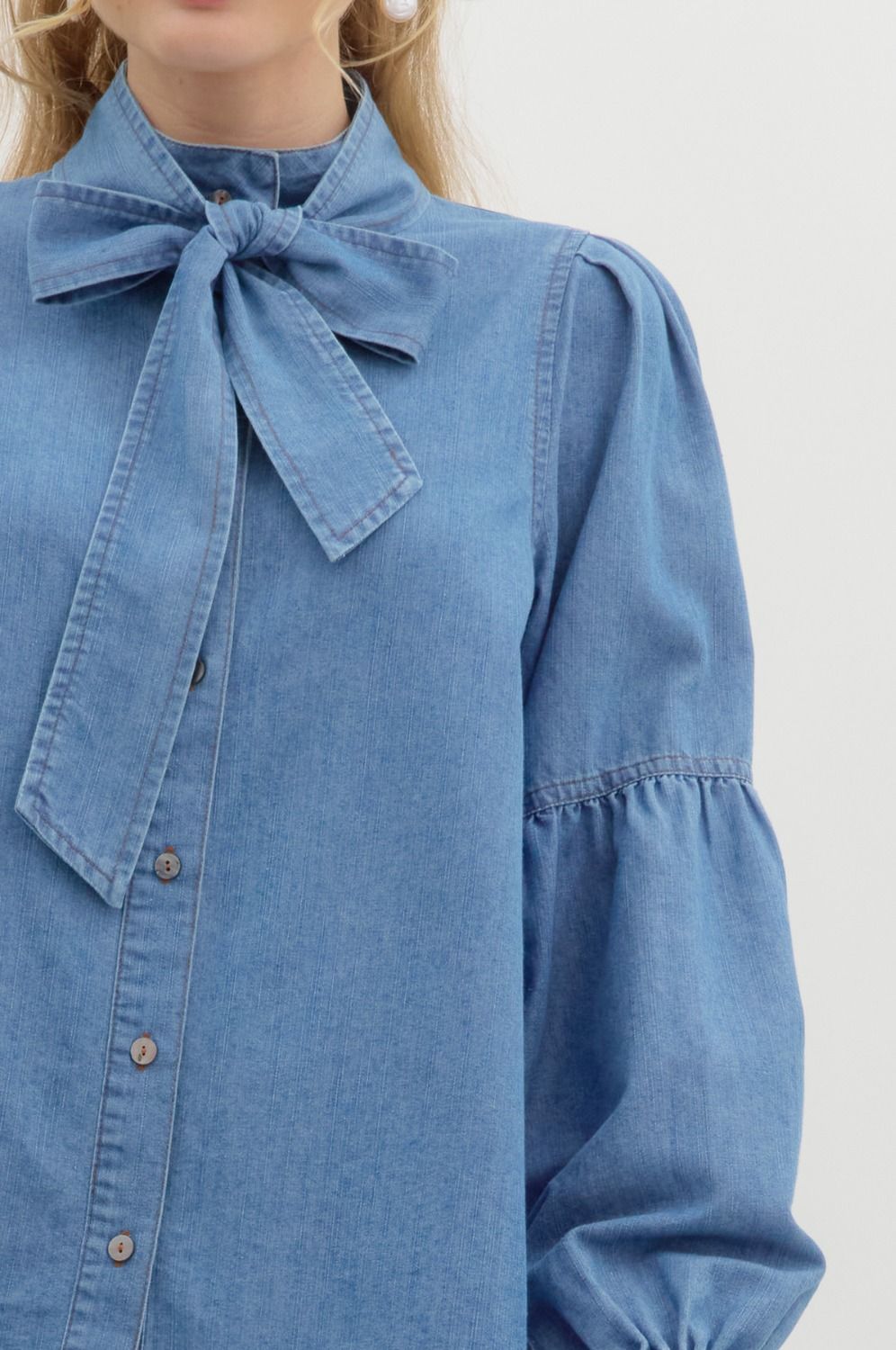 DARLING DENIM BOW TOP