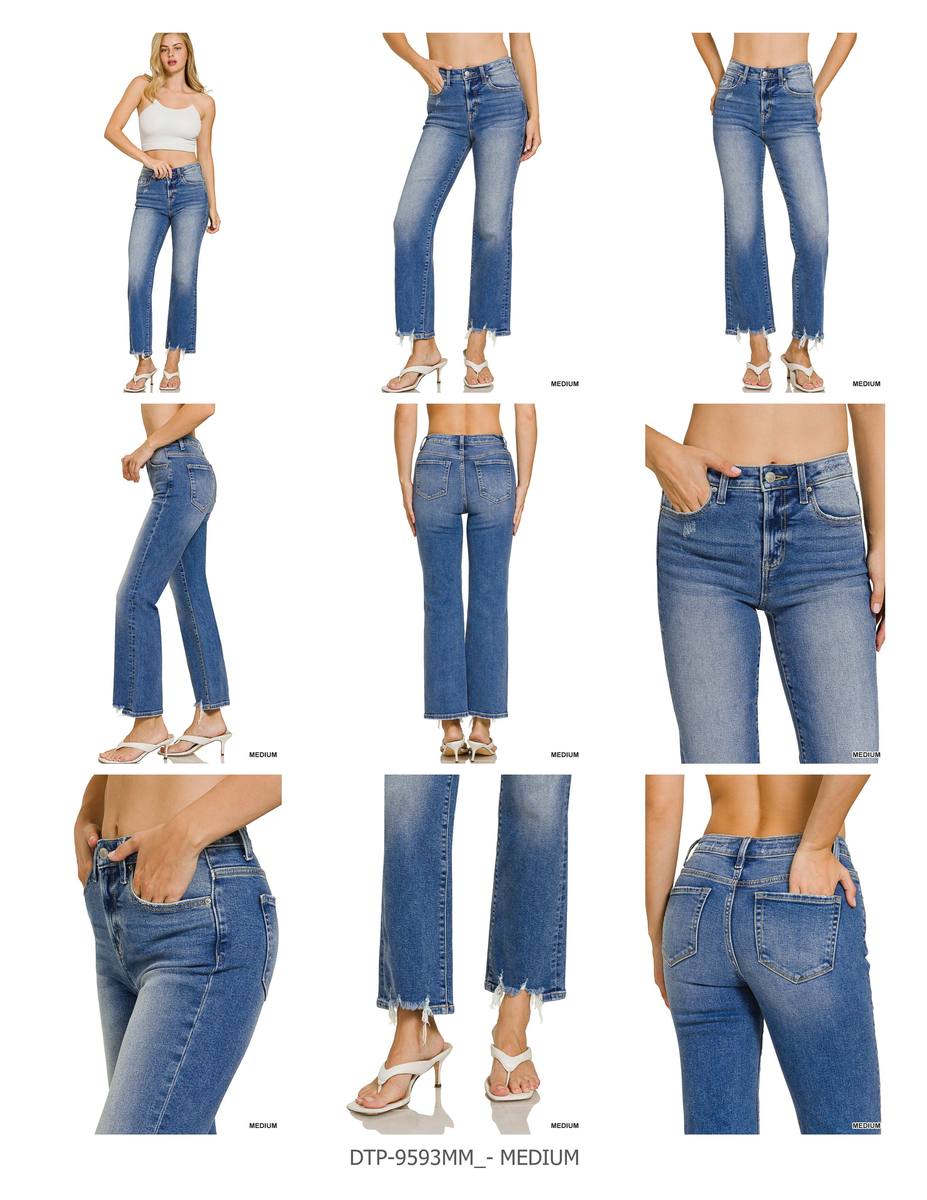 FRAYED FINISH STRAIGHT JEANS