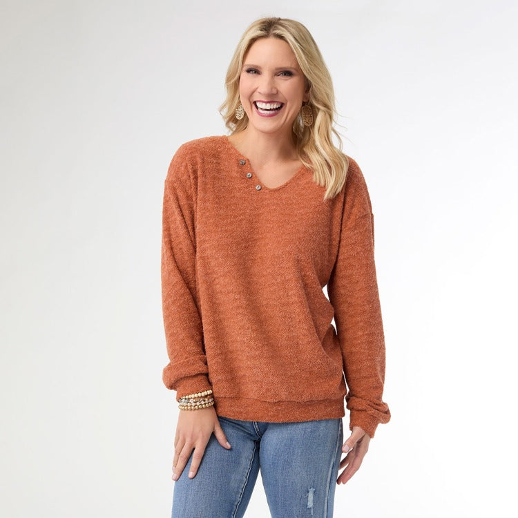 Skyler Super Soft V-Neck Textured Top