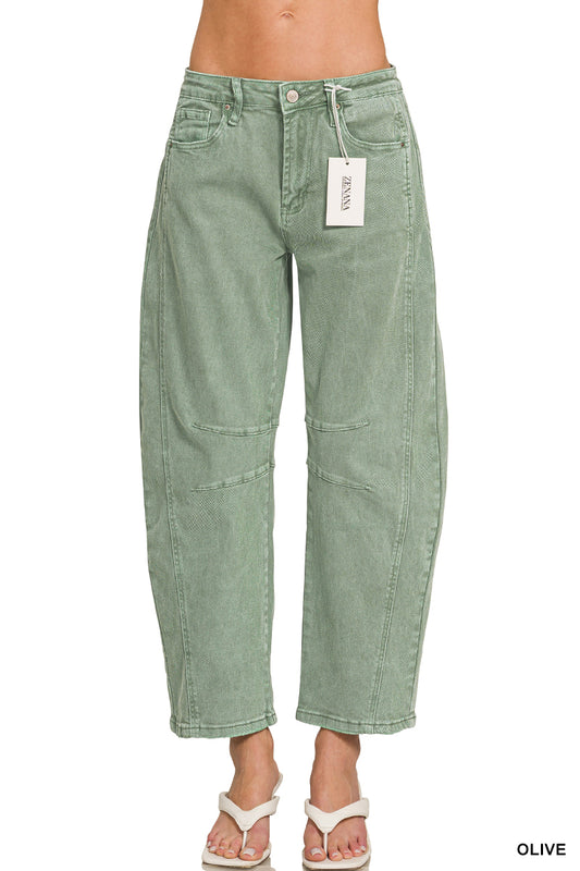 EVERYDAY EDGE BARREL JEANS OLIVE