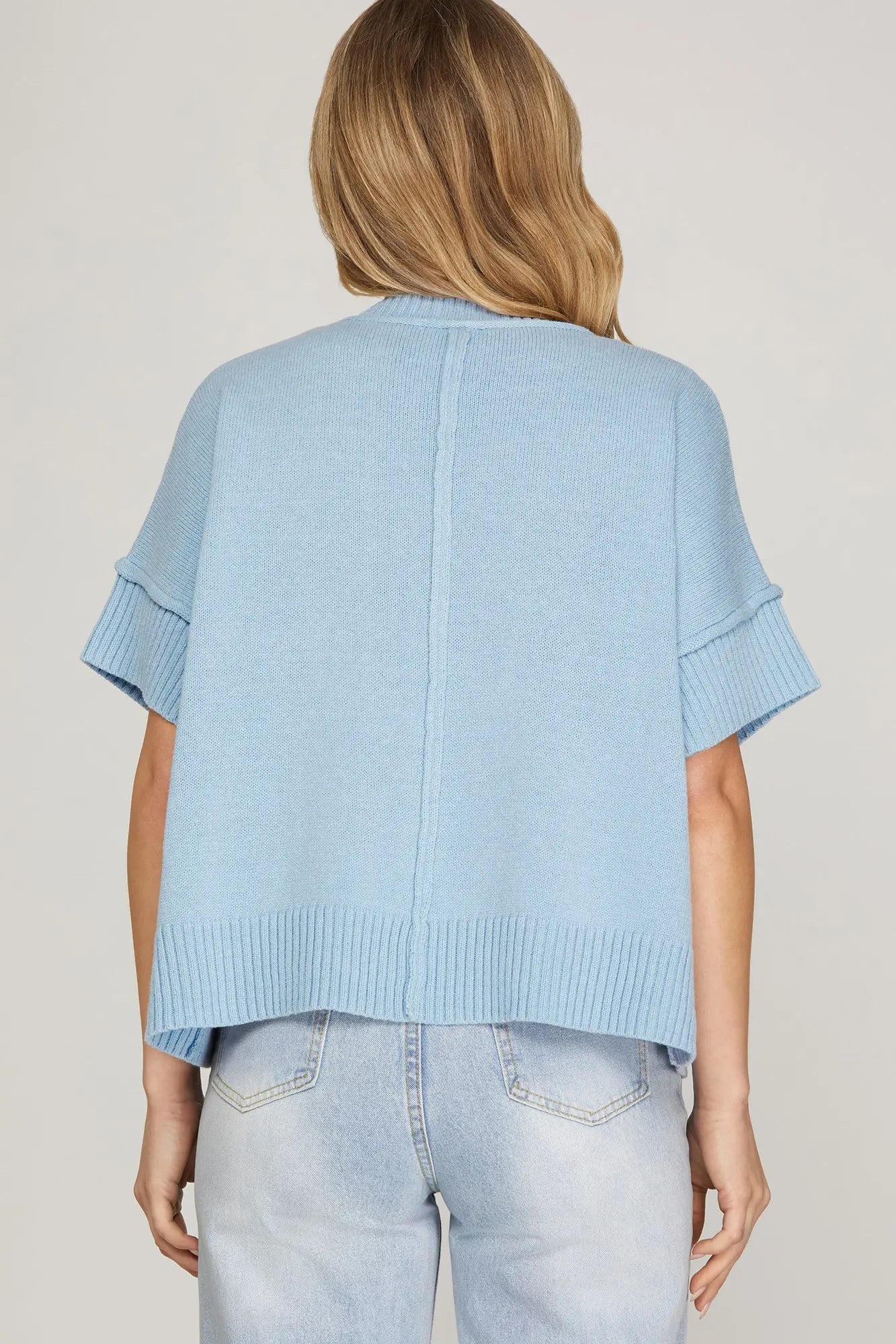 EASY LIVING KNIT TOP SKY BLUE