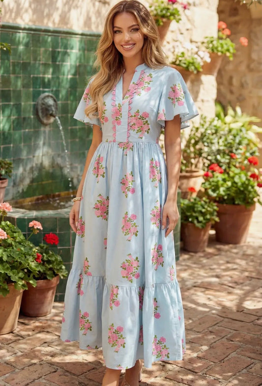 PETAL BREEZE MIDI DRESS