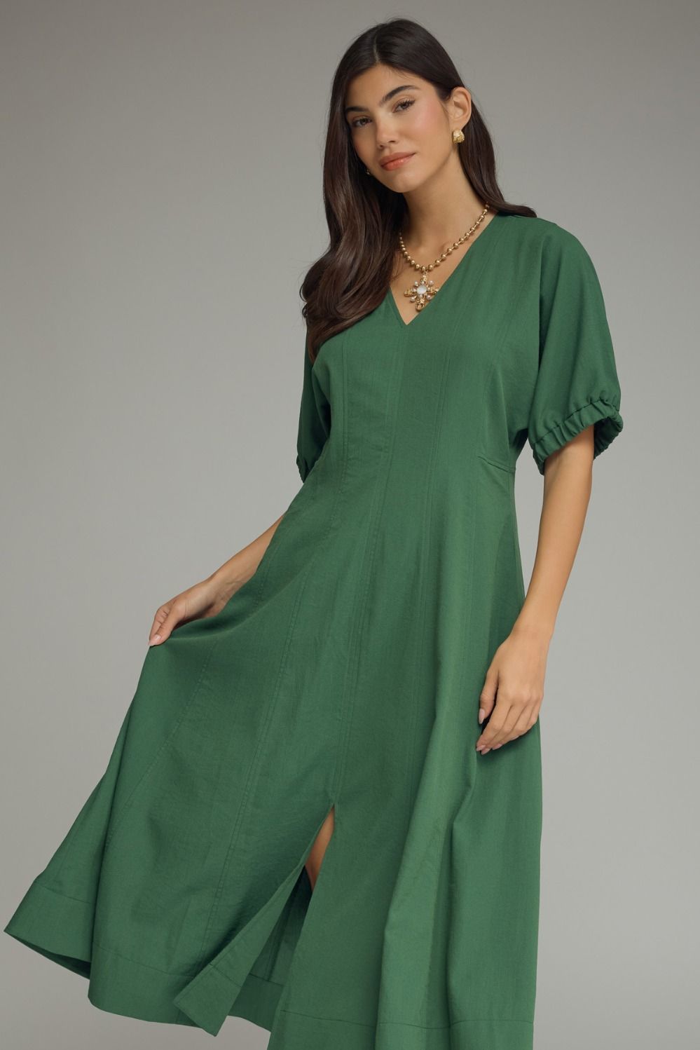 EMERALD ELEGANCE MIDI DRESS