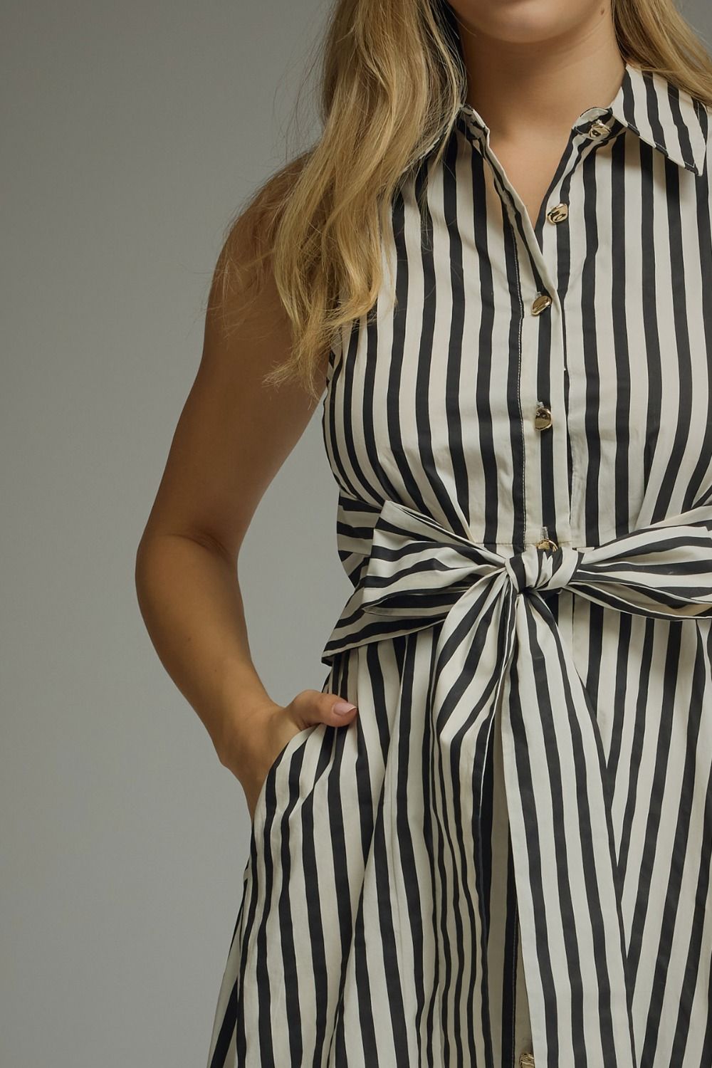 PINSTRIPE PERFECTION MIDI DRESS