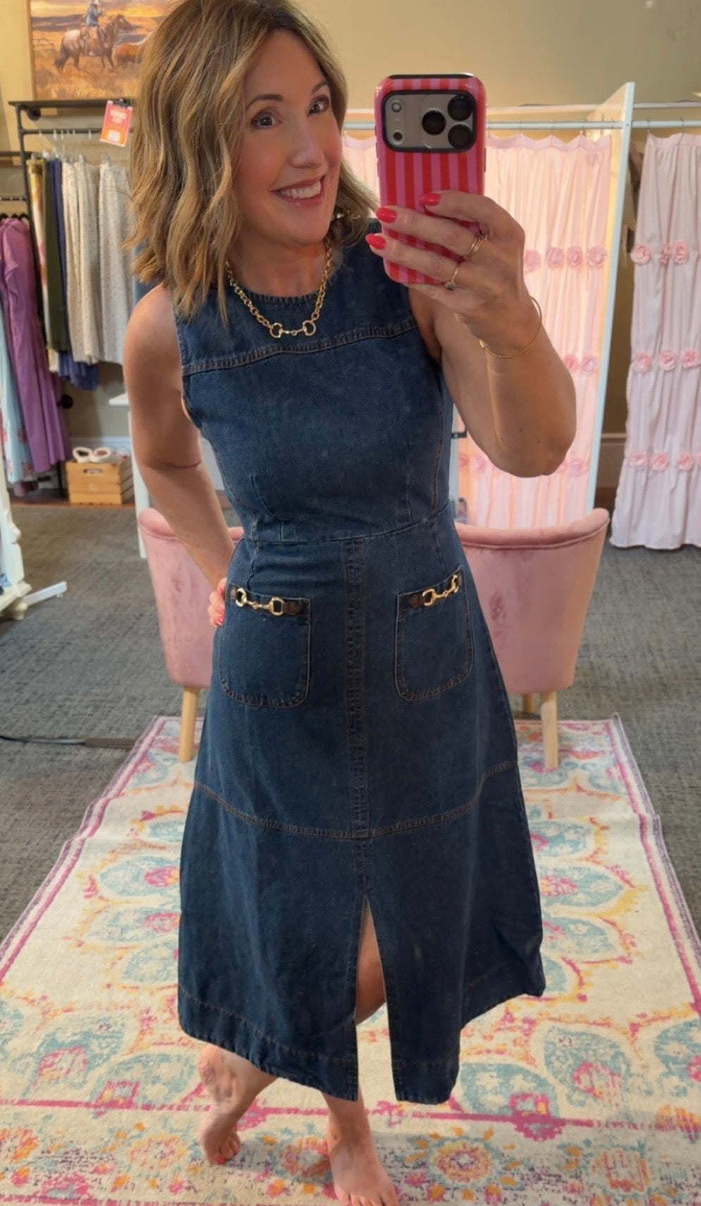 BIT OF GOLD DENIM DRESS