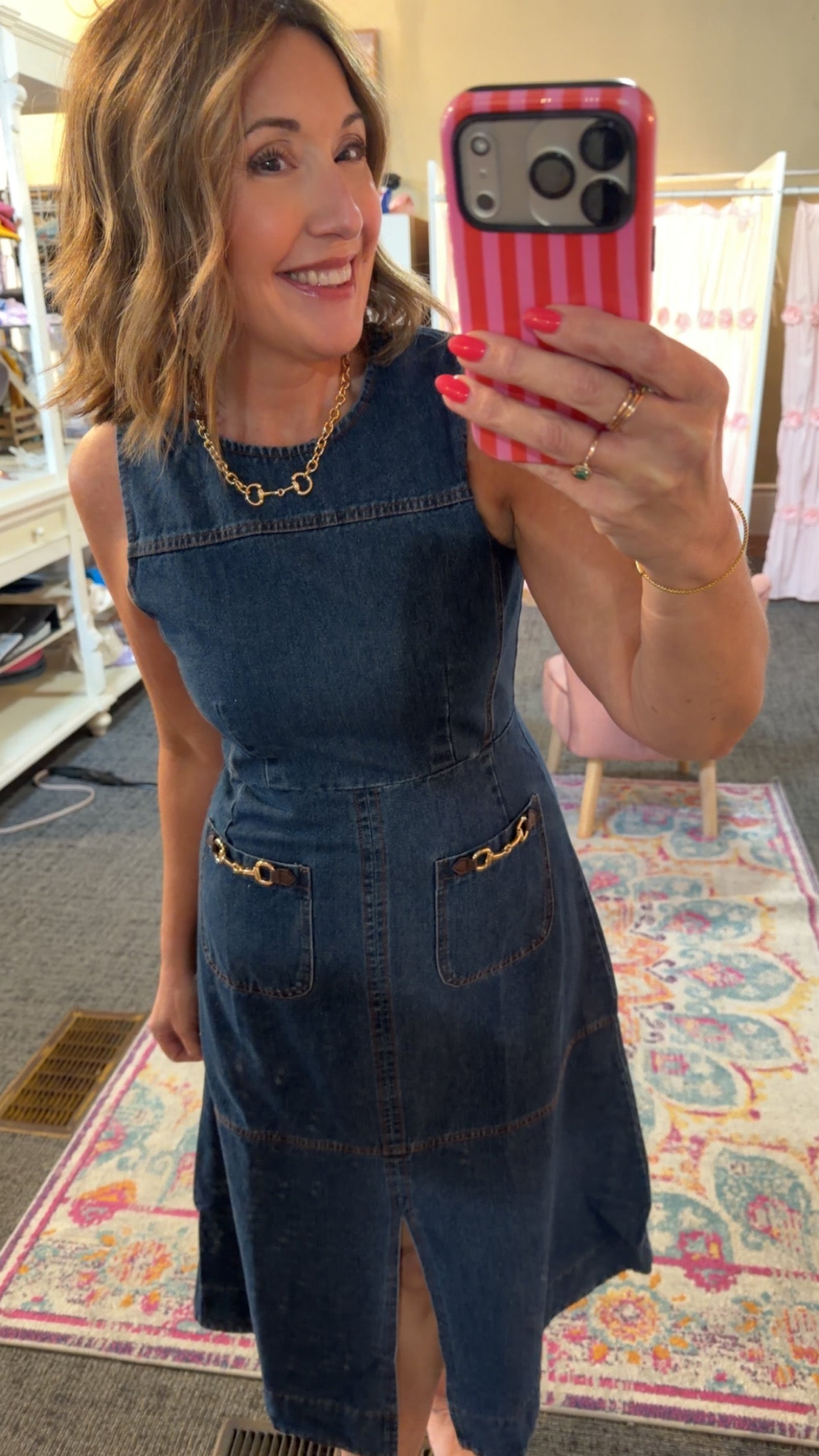 BIT OF GOLD DENIM DRESS