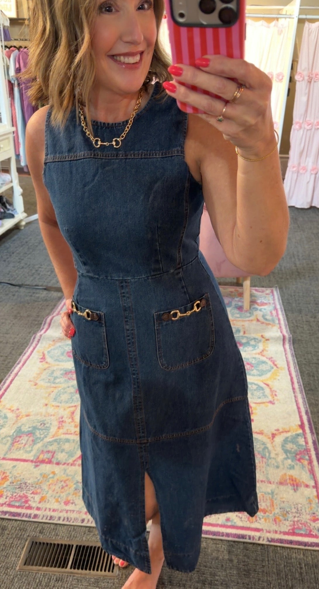 BIT OF GOLD DENIM DRESS