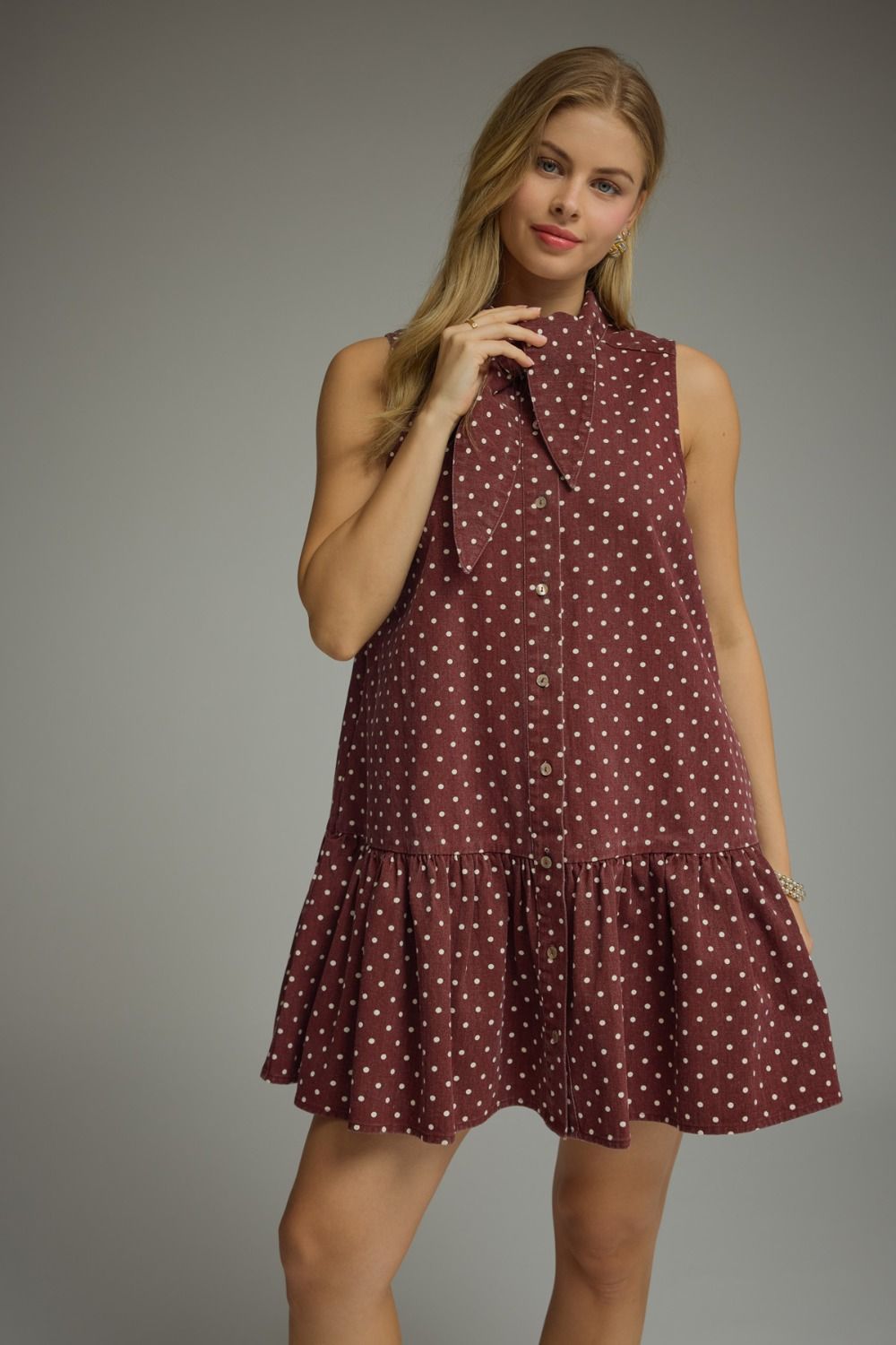 DOTS OF MERLOT DRESS