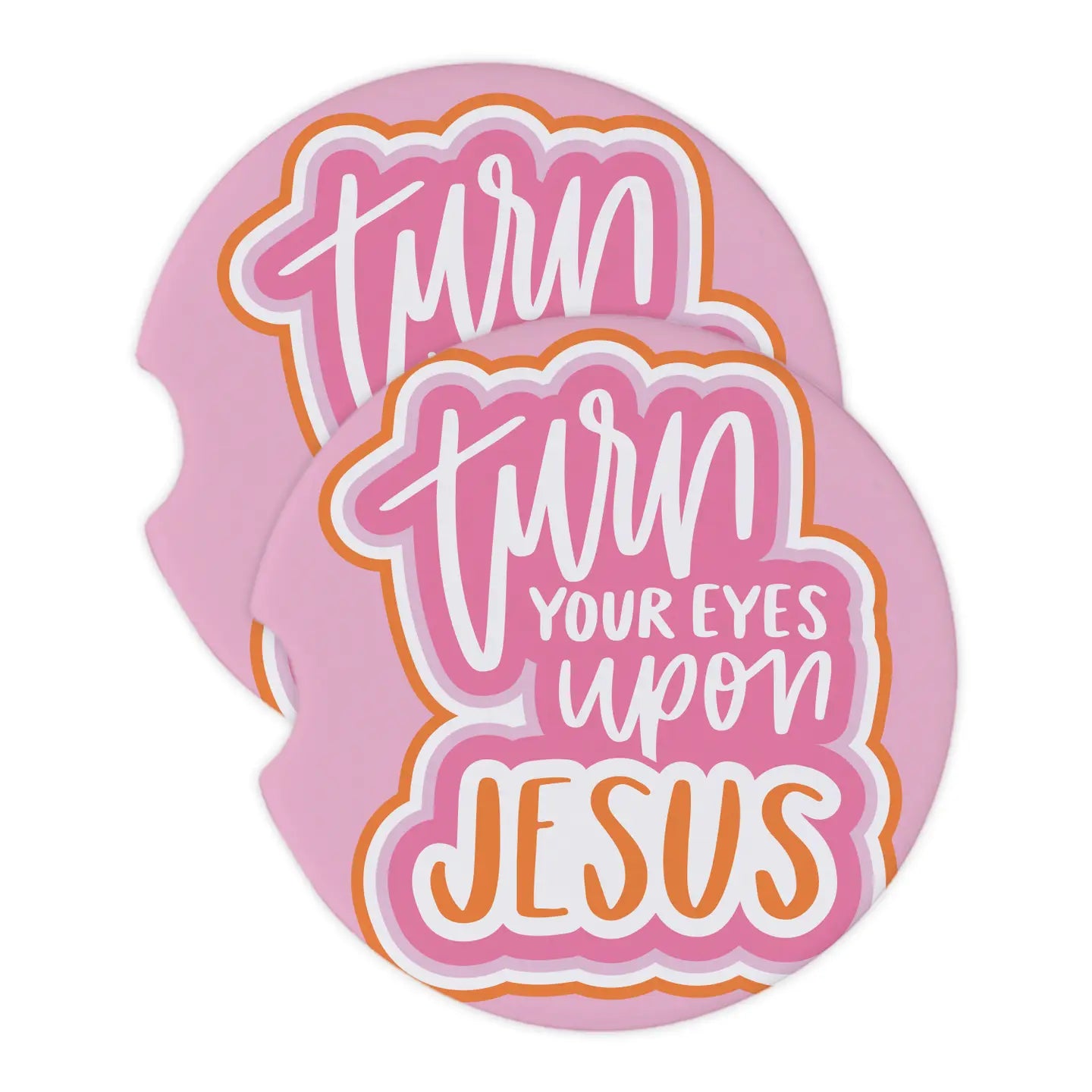 Car Coaster Eyes Upon Jesus Set of 2