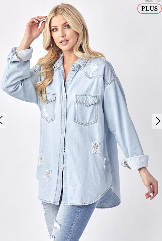 KAYLA DENIM SHIRT CURVY