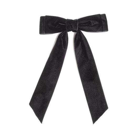 VELVET BOW CLIP,BLACK