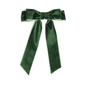 VELVET BOW CLIP,GREEN