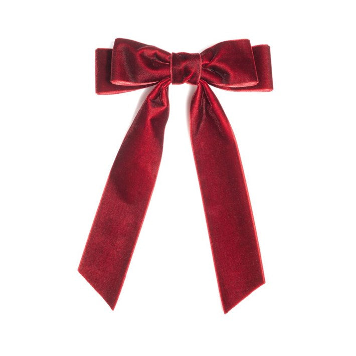 VELVET BOW CLIP,WINE
