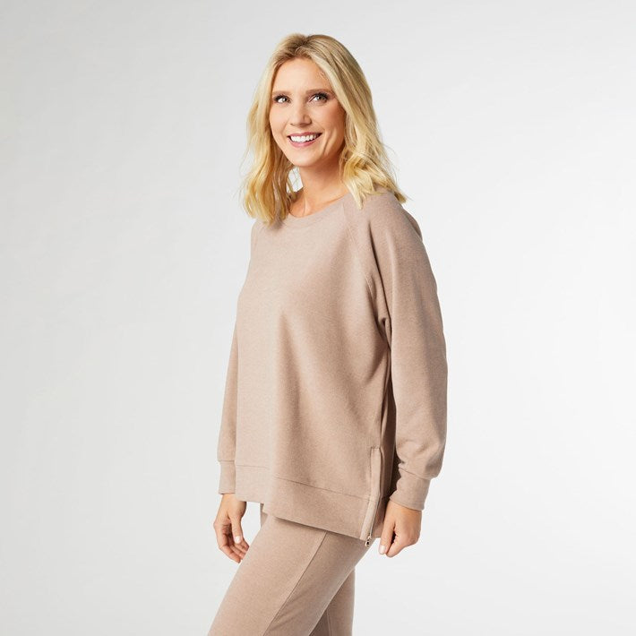 Weekend Brushed Side Zip Raglan Sleeve Sand