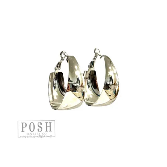 Wide Hoop Earring Silver