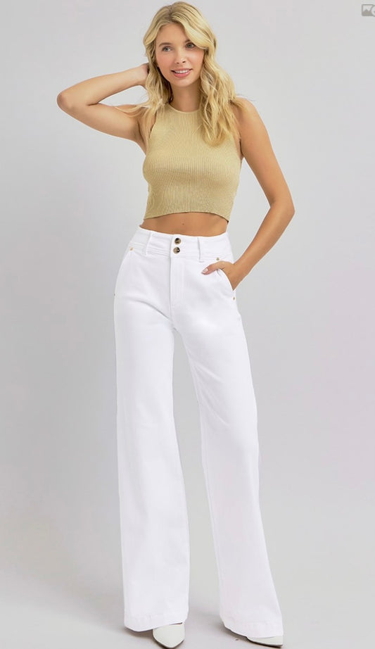 NOT ALL BUSINESS WHITE DENIM TROUSERS