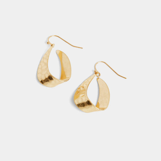 Whispers Flat Hammered Teardrop Earring - Gold