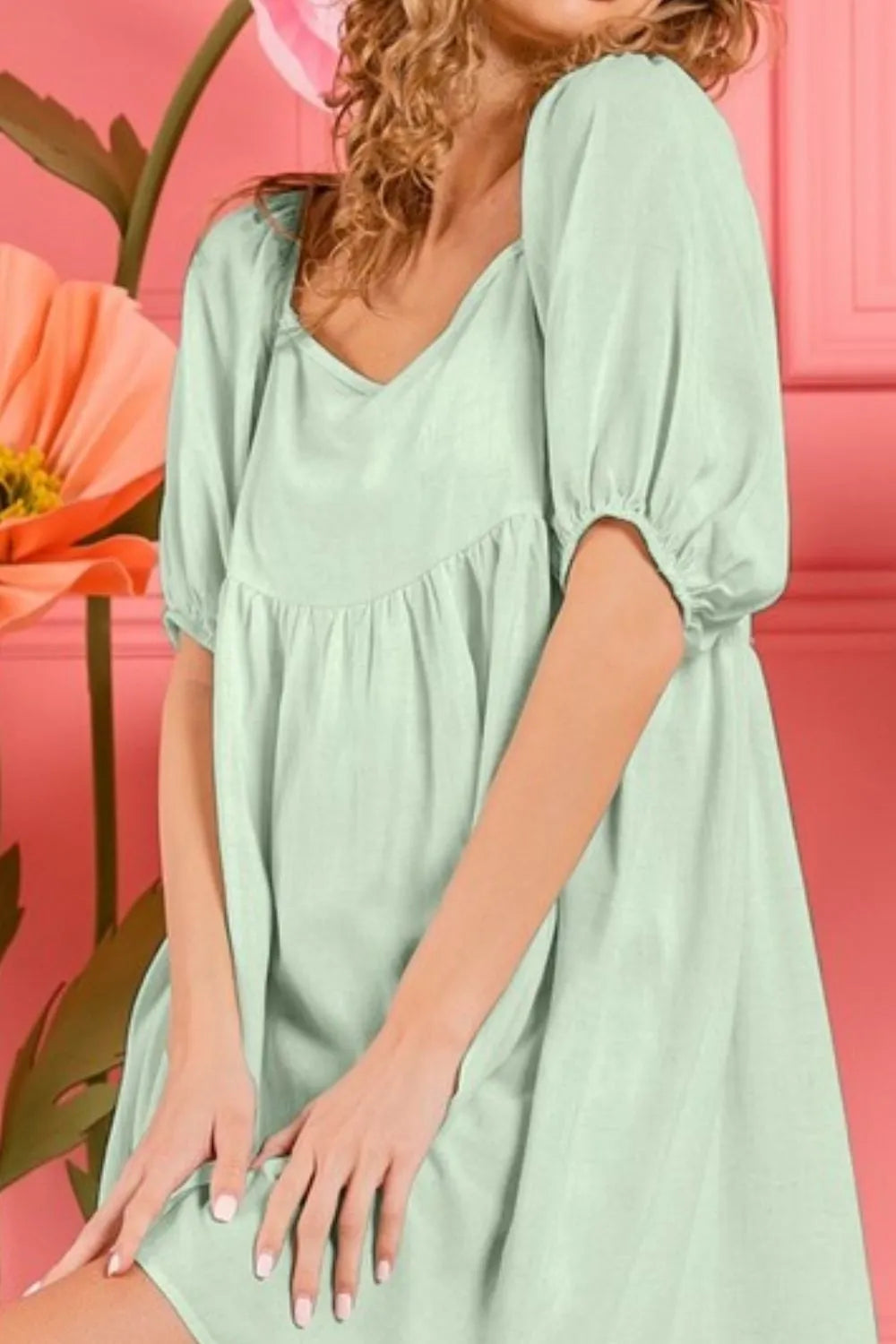 BiBi Washed Linen Tiered Midi Dress with Puff Sleeves THE LUCKY COWGIRL BiBi Washed Linen Tiered Midi Dress with Puff Sleeves THE LUCKY COWGIRL