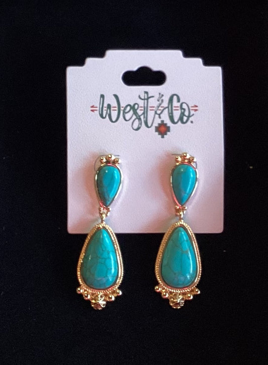 Turquoise Statement Earring Set in Gold